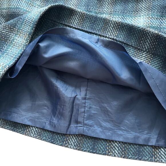 Talbots Wool Blend Pencil Skirt Womens Sz 8 Blue Plaid short Professional Preppy - Picture 4 of 10